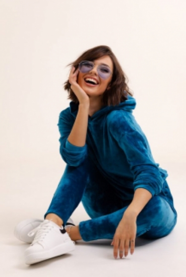Velours trainingspak set in blauwe