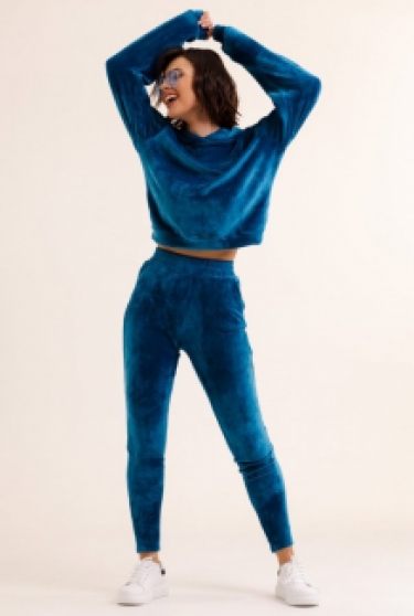 Velours trainingspak set in blauwe