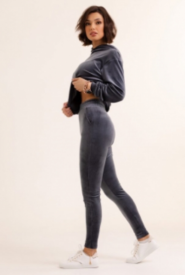 Velours trainingspak set in grijs