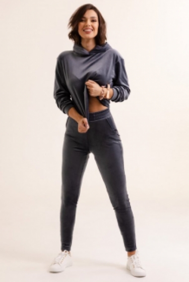 Velours trainingspak set in grijs