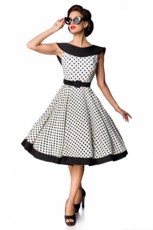 Vintage polka dot jurkje met kraag