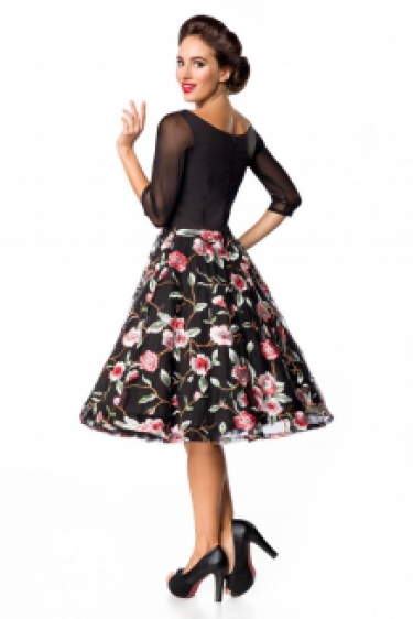 Vintage premium geborduurde swing jurk