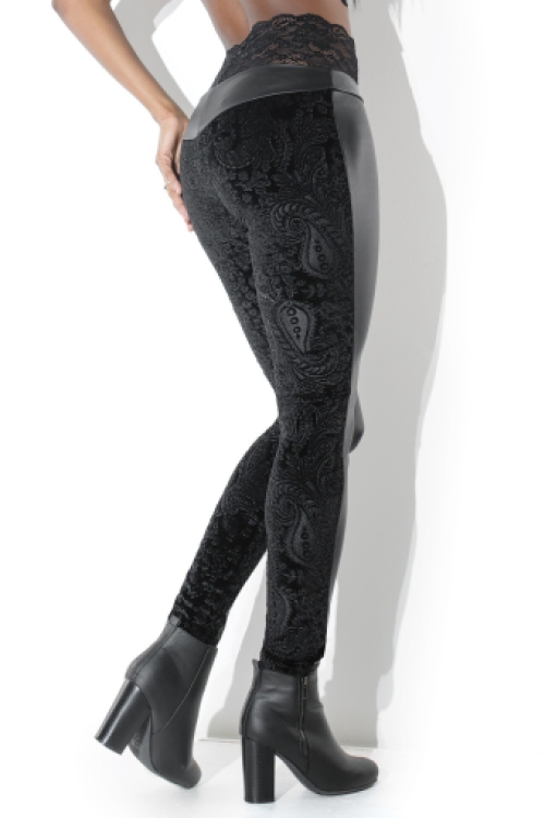 Wetlook en fluweel leggings