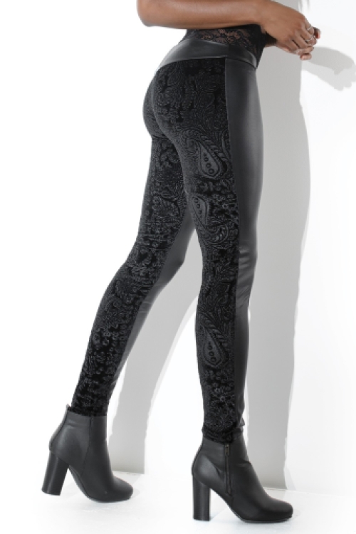 Wetlook en fluweel leggings